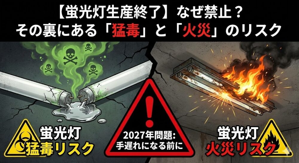 【蛍光灯生産終了】なぜ禁止？その裏にある「猛毒」と「火災」のリスク