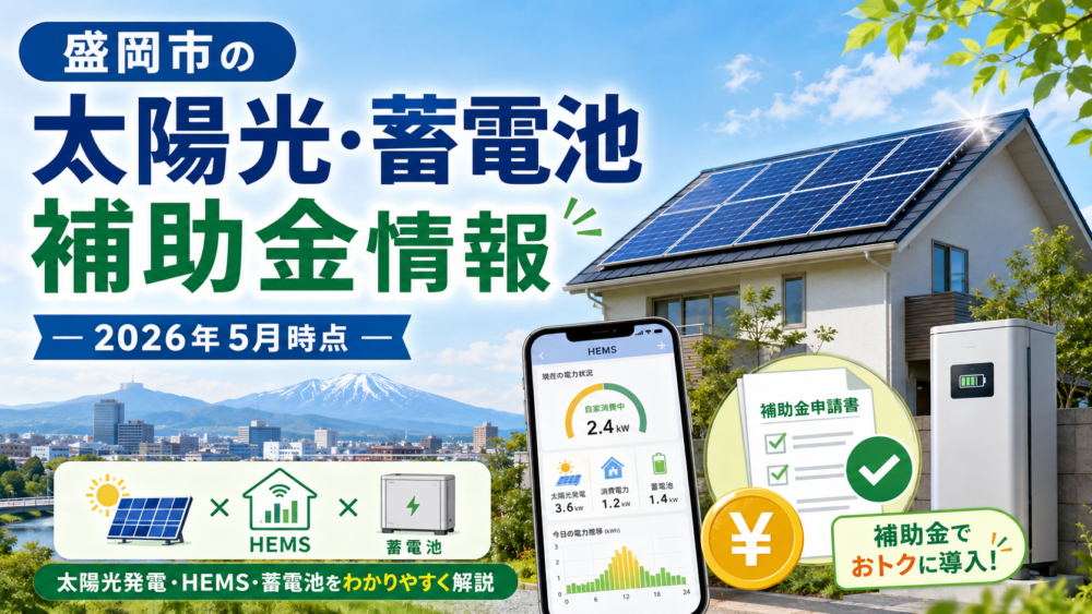【2026年5月最新】盛岡市で太陽光発電・蓄電池を検討する人へ。使える補助金と申請の注意点をわかりやすく解説