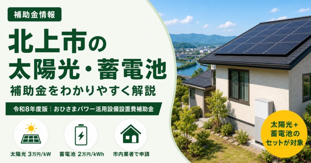 【北上市】住宅用太陽光・蓄電池の補助金をわかりやすく解説｜令和8年度 住宅用おひさまパワー活用設備設置費補助金